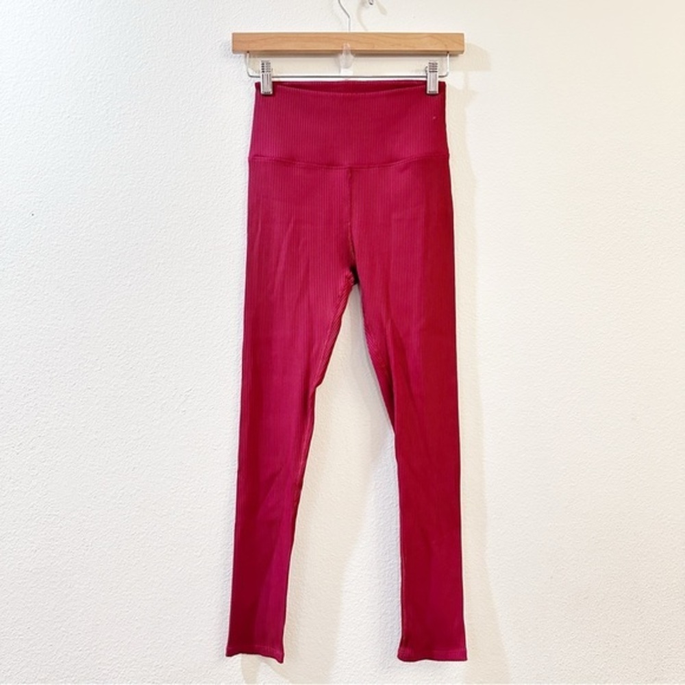 Carbon 38 High Rise Ribbed 7/8 Leggings Ankle Red Size Small - Picture 4 of 9